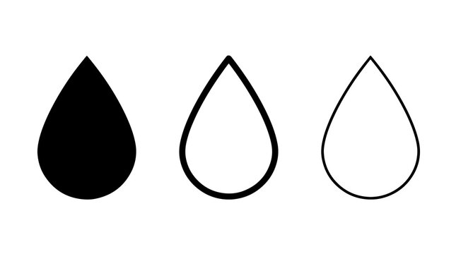 Water drop icons vector set silhouette outline minimalist symbols design