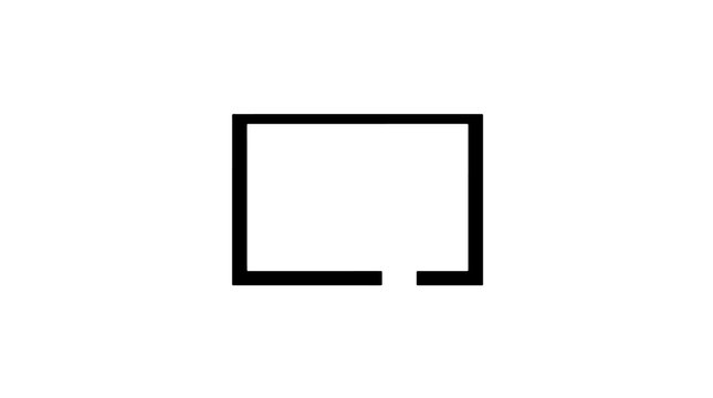 Minimalist square frame icon vector with open outline isolated on white