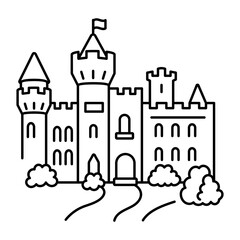 Obraz premium hand drwan icon showing Casa Loma. Clean black hand drwan work, simple details, and open white space create a clear, balanced urban or lifestyle composition.