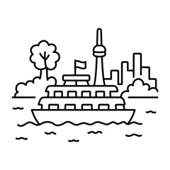 Obraz premium hand drwan icon showing Toronto Island. Clean black hand drwan work, simple details, and open white space create a clear, balanced urban or lifestyle composition.