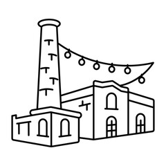 Obraz premium hand drwan icon of distillery district. Clean black hand drwan work, simple details, and open white space create a clear, balanced urban or lifestyle composition.