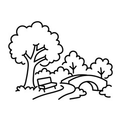 Obraz premium hand drwan icon showing high park. Clean black hand drwan work, simple details, and open white space create a clear, balanced urban or lifestyle composition.