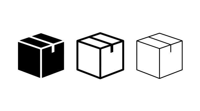 Cardboard box icon vector set for shipping and e-commerce logistics