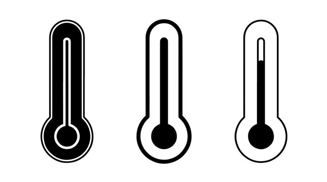 Thermometer icon vector set showing different temperature levels graphic