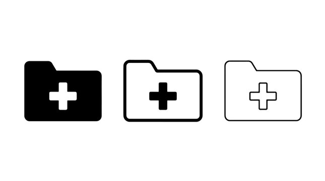 Medical folder icons set with plus symbol vector illustration design