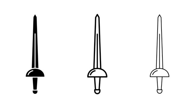 Sword icon set vector design illustration with black and white styles