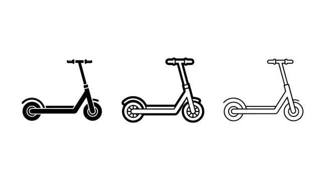 Scooter icons set vector illustration of kick scooter transport graphics
