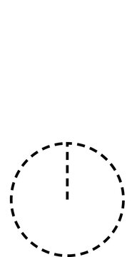 Simple black dashed circle with vertical dotted radius line on a plain white background illustration