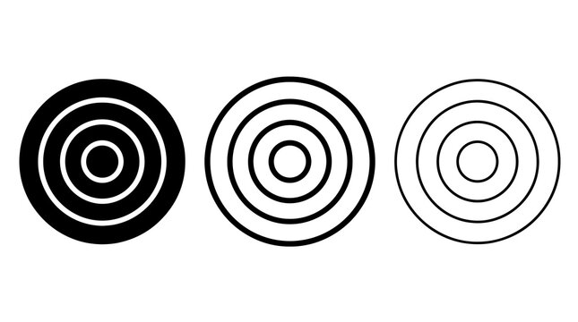 Concentric circles vector icons set isolated on a white background