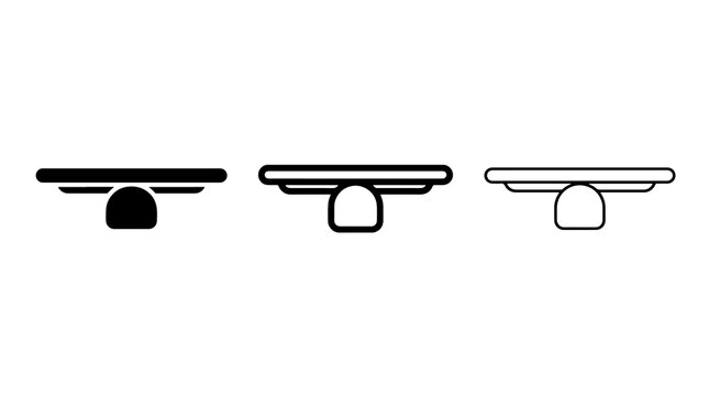 Balance scale icon vector set of legal justice and weight comparison symb