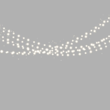 String lights create a festive glowing effect against a dark background. The warm white bulbs appear soft with a slight glow and a subtle halo around each light.
