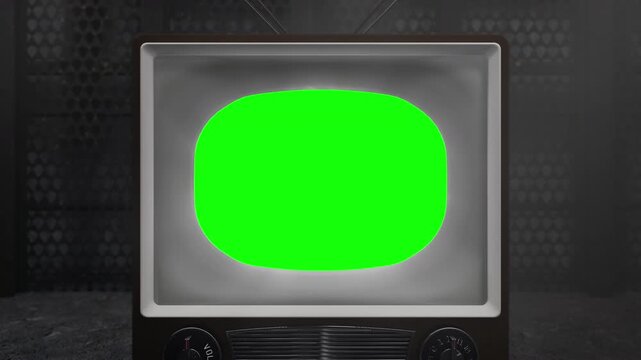 レトロなテレビの3Dアニメーション2　クロマキー合成素材