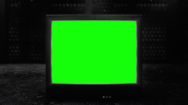 ブラウン管テレビの3Dアニメーション　クロマキー合成素材