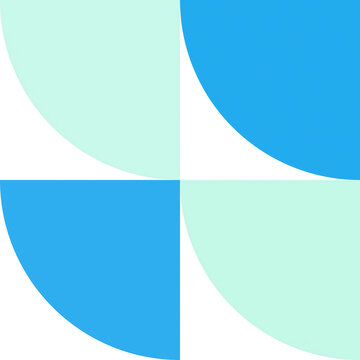 Four colorful quarter circles geometric design illustration