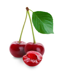 Fresh ripe cherries isolated on white. Tasty berry © New Africa