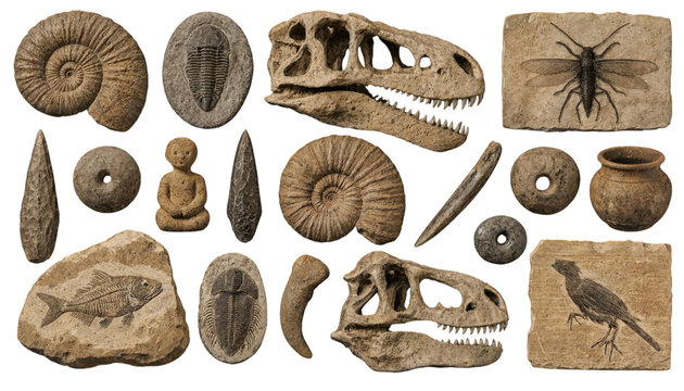 Prehistoric fossils dinosaur skulls and ancient artifacts collection