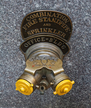 Vintage Brass Fire Standpipe and Sprinkler Connection