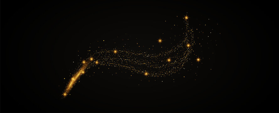 Abstract luxury gold glitter particles banner background.
