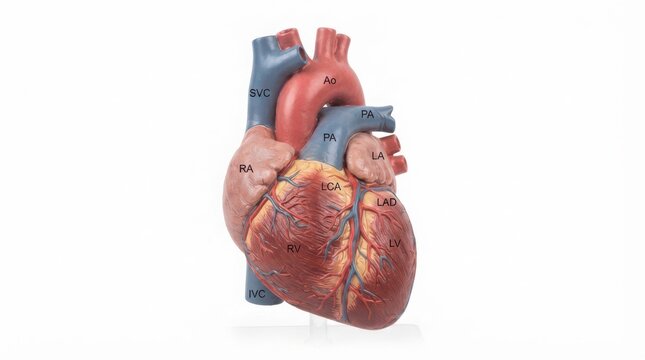 A Detailed Anatomical Model of the Human Heart with Labeled Blood Vessels