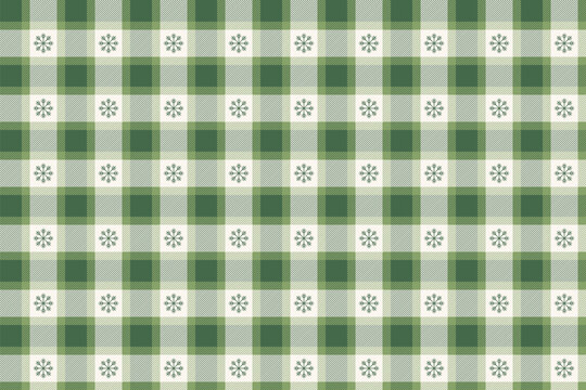 Holiday Green Vichy Check Pattern. Christmas Gift Wrapping Paper. Gingham Background Seamless Print.