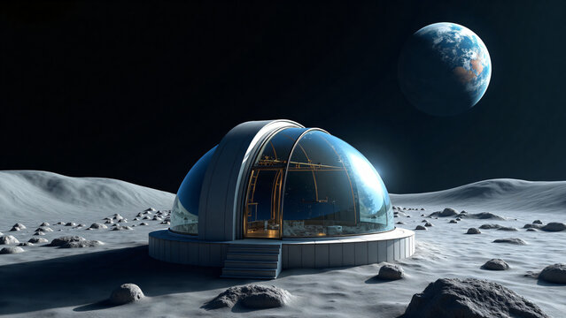 Lunar Observatory With Earth View For Marketing