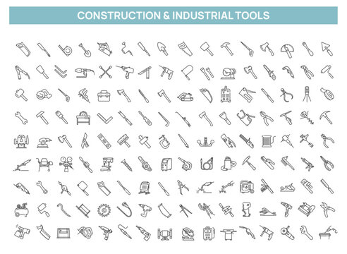 Construction Tools Icon Set. Hand and Power Tools