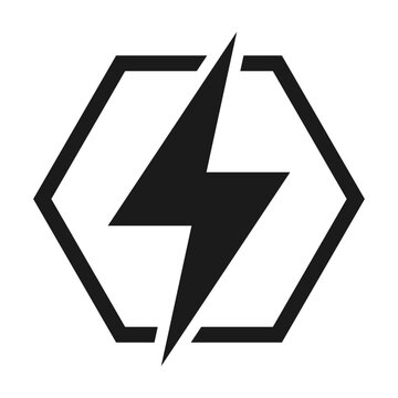 Broken Hexagon Lightning Bolt Energy Icon