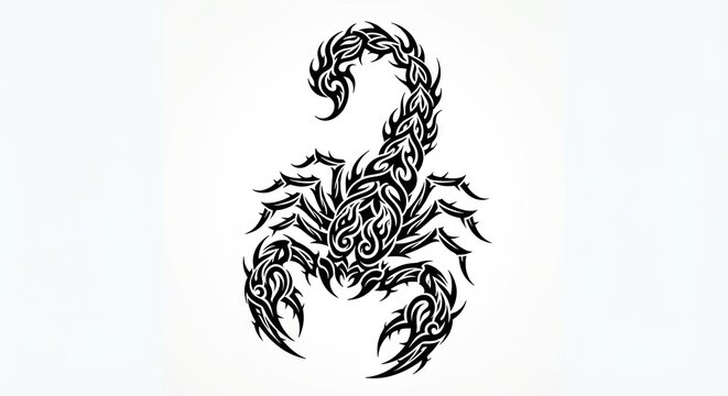 Tribal style scorpion tattoo design in black