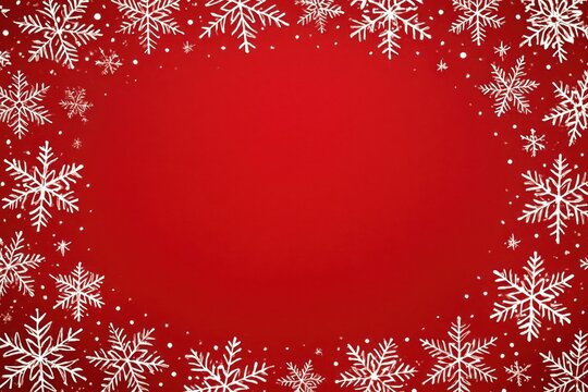 Festive red snowflake border