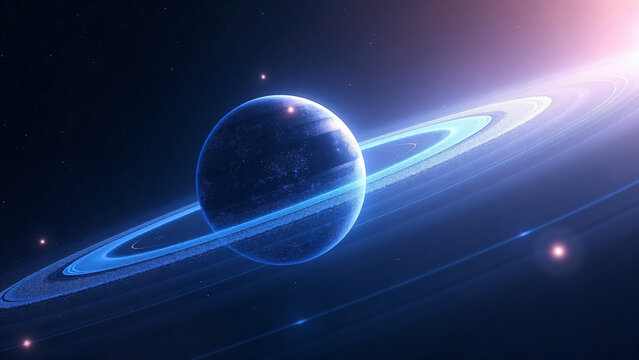 Cosmic Planet with Rings for Space Background
