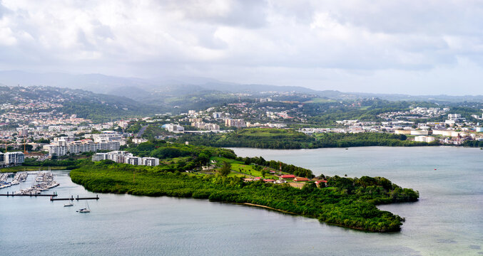 Scenic panoramic view of the Pointe des Sables in Fort de France, Martinique, Caribbean