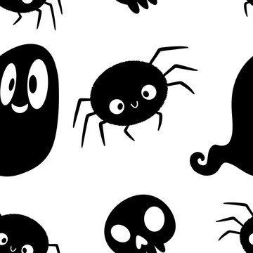 Cartoon monsters seamless Halloween spider pattern for wallpaper and fabrics and textiles and packaging and linens 