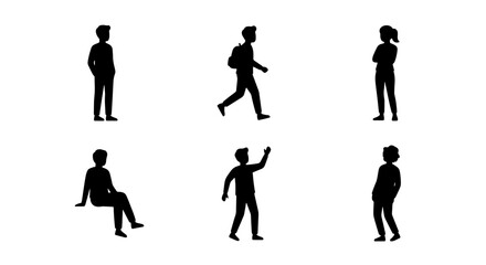 Obraz premium Silhouette Figures Collection: Diverse Poses, People Icons, Vector Set for Design