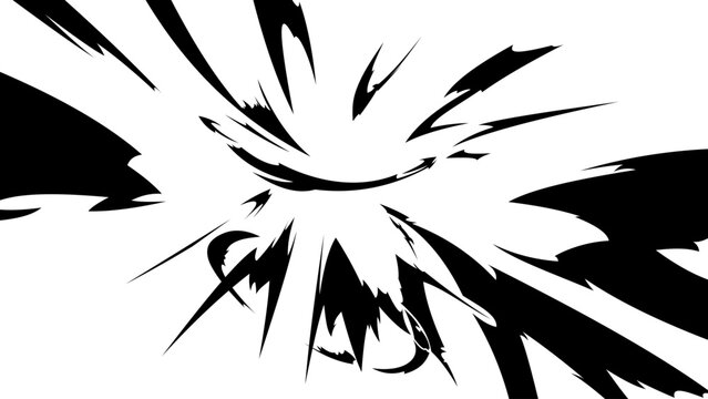 Dynamic manga explosion burst with sharp impact spikes, comic energy blast and powerful anime action effect isolated on transparent background.