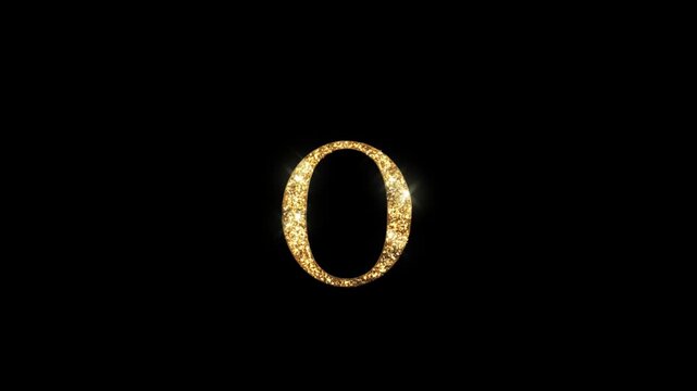 English alphabet letter O in gold jewelry style, transparent background