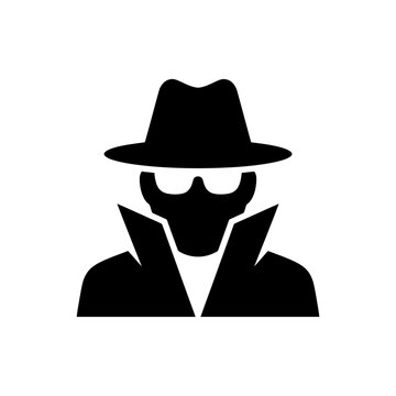 Silhouette of a secret agent wearing hat