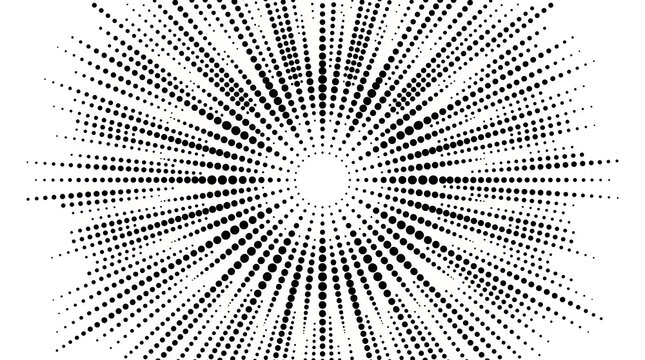 Radial sunburst halftone pattern with dotted lines for dynamic comic book style backgrounds.