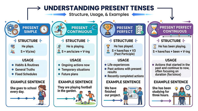 Understanding Present Tenses: Structure, Usage, Examples, and Grammar Rules for English Learners