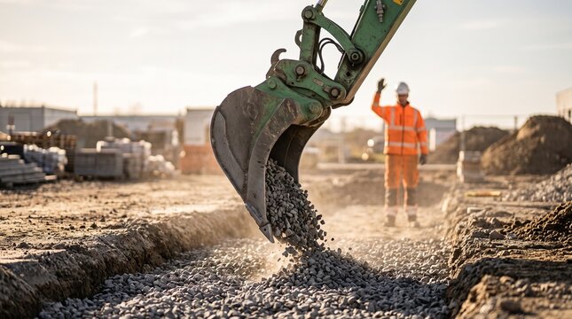Electric excavator places reclaimed stone with precision