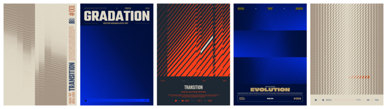Abstract geometric vector swiss art bundle with sharp kinetic shift grid and brutalist halftone ornament, Geometric distortion patterns with linear gradient transition effect, Mix colorful poster 5