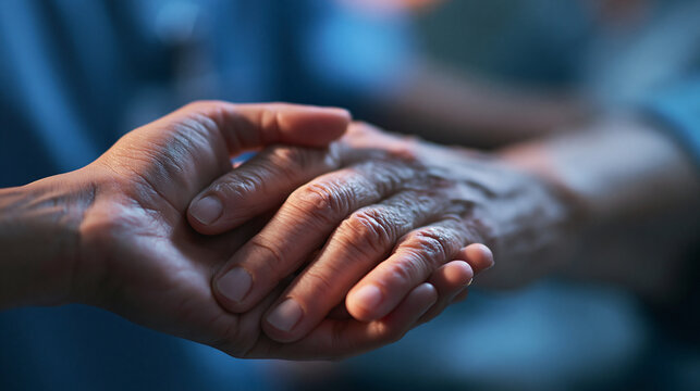 Caregiver Holding Elderly Patient Hand with Compassion
