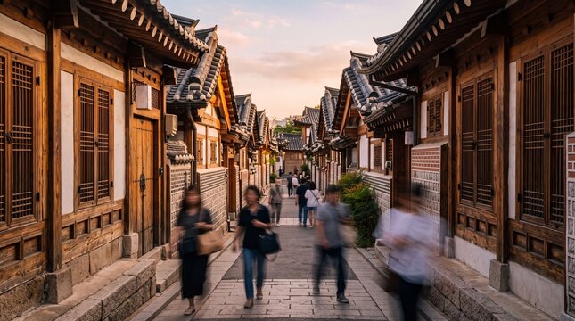 Traditional Hanok Village Alley in Seoul South Korea