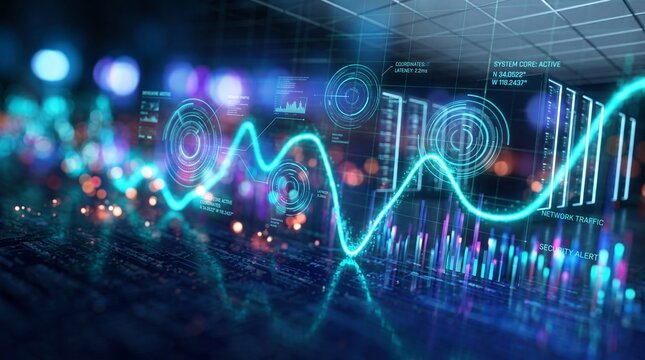 Big Data Analytics and Financial Chart in Server Room