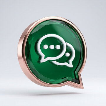 Modern Green Messaging App Icon &ndash; 3D Chat and Digital Communication Concept