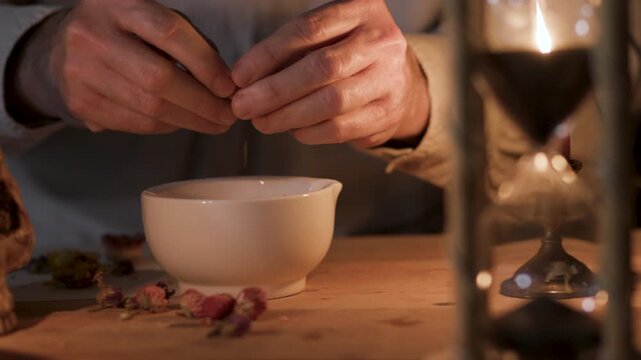 Antique Apothecary Mixing Medicine by Candlelight