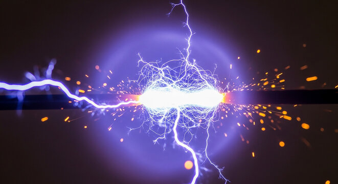 Powerful Electric Spark Discharging With Bright Light Effects