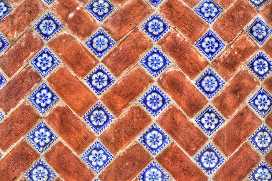 Mexican mosaic and brick pattern