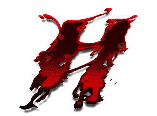 Bloody letter H isolated on transparent background, horror bloody font element for Halloween design © Ndoewer
