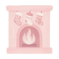 Obraz premium PNG Cozy festive fireplace illustration