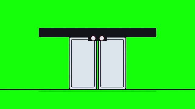 2D Animation of Automatic Sliding Doors Opening for a Pedestrian
